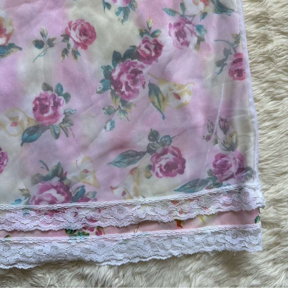 Pucker Up Slip Nightgown Sleepwear Vintage Floral Lace Pink L - Picture 6 of 12